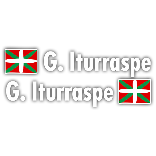 Autocollants: 2X Drapeaux Pays basque + Nom en blanc