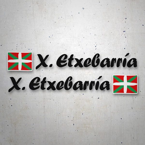 Autocollants: 2X Drapeaux Pays Basque + Nom calligraphique noir