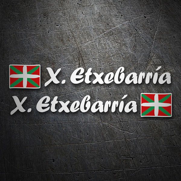 Autocollants: 2X Drapeaux Pays Basque + Nom calligraphique blanc