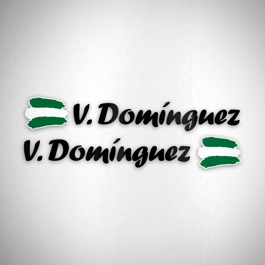 Autocollants: 2X Drapeaux Andalousie + Nom calligraphique noir
