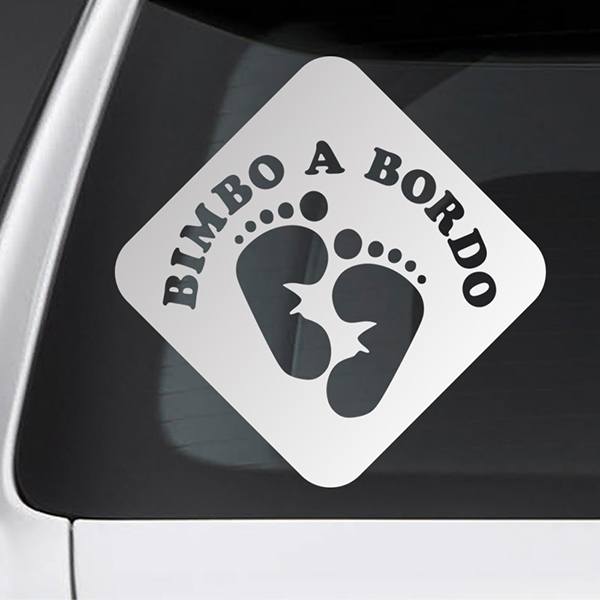 Autocollants: Bébé à bord empreintes de pas - italien