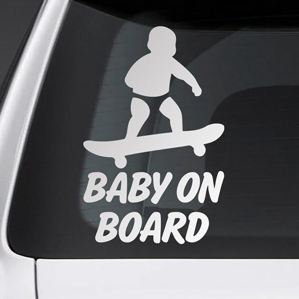 Autocollants: Bébé à bord skate anglais