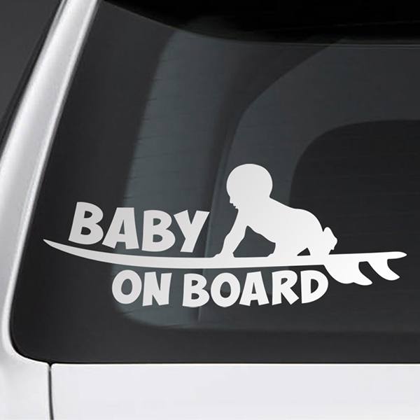 Autocollants: Bébé à bord surf - anglais