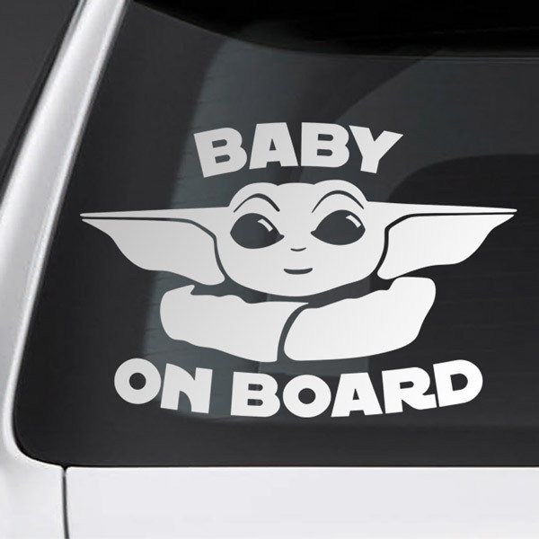 Autocollants: Baby Yoda à bord - Anglais 0