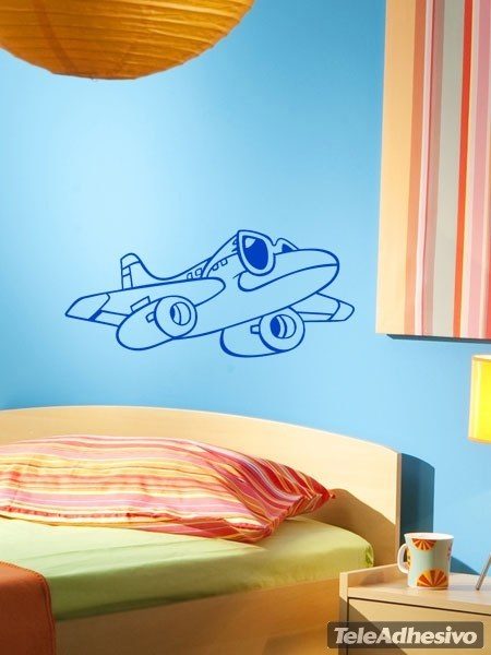 Stickers pour enfants: Avion avec des lunettes de soleil