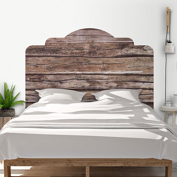 Sticker Mural Rétro Tête De Lit En Bois - Déco Vintage En Vinyle - 155x68cm