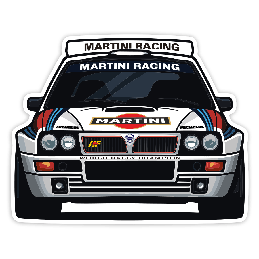 Autocollants: Voiture de Rallye Lancia Delta Martini