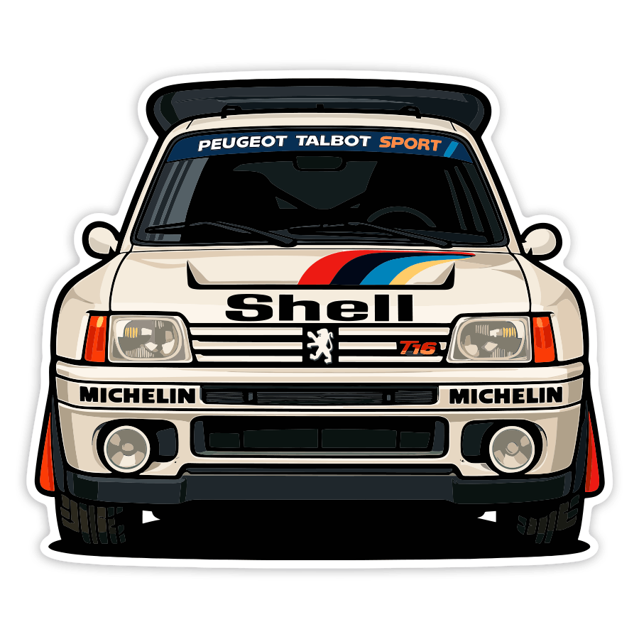 Autocollants: Voiture de Rallye Peugeot 205 T16