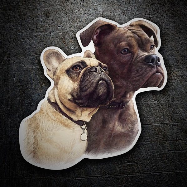 Autocollants: Couple de Bouledogues Français