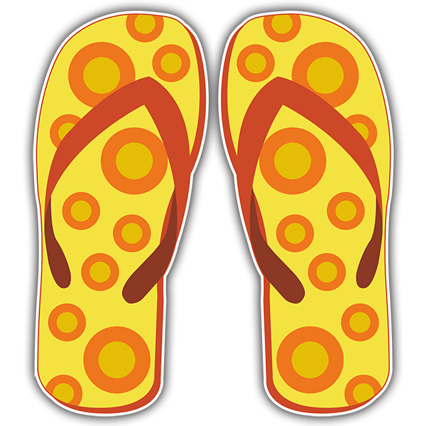 Autocollants: Pantoufles jaunes à pois orange