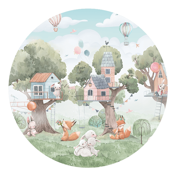 Stickers pour enfants: La Ville des Enfants dans la Forêt