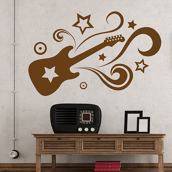 Stickers muraux: Guitare &eacute;lectrique et &eacute;toiles