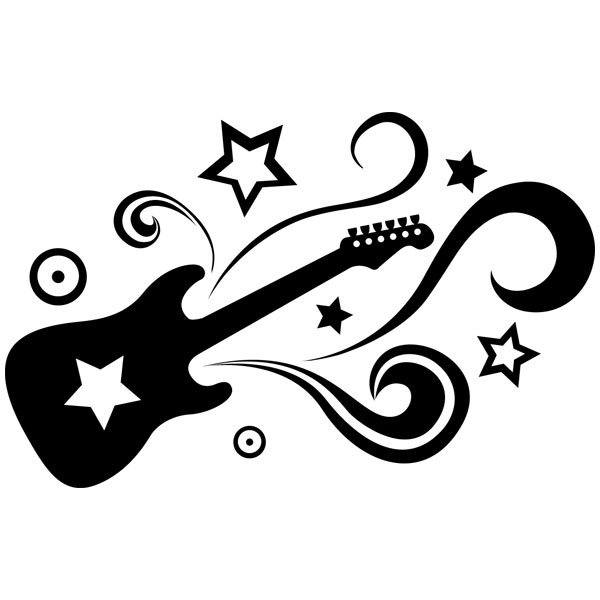 Stickers muraux: Guitare &eacute;lectrique et &eacute;toiles