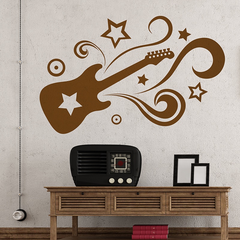 Stickers muraux: Guitare &eacute;lectrique et &eacute;toiles