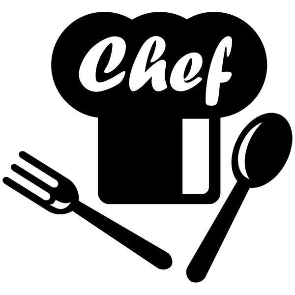 Stickers muraux: Toque de chef et couverts