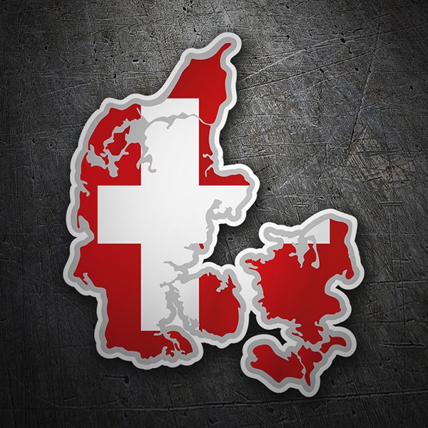 Autocollants: Carte drapeau Danemark 