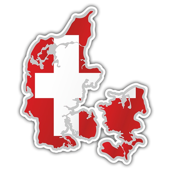Autocollants: Carte drapeau Danemark 