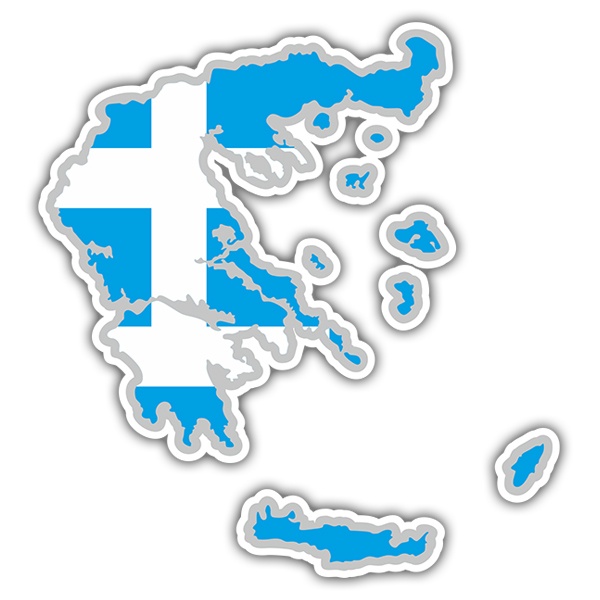 Autocollants: Carte drapeau Grèce