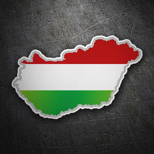 Autocollants: Carte drapeau Hongrie