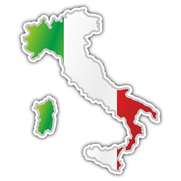 Autocollants: Carte drapeau Italie