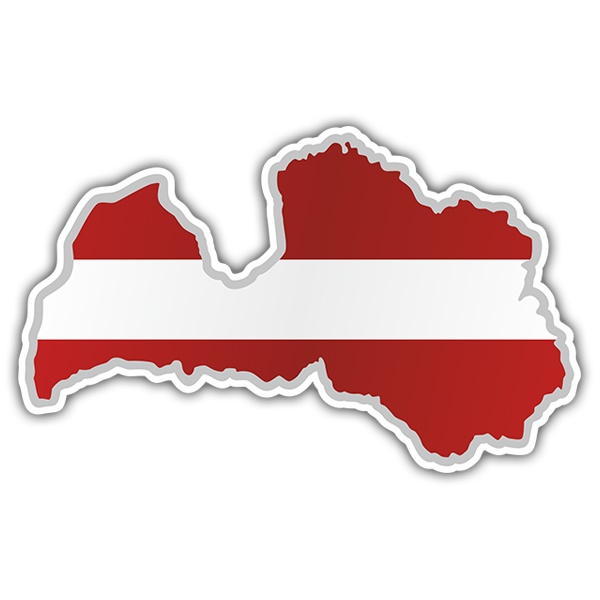 Autocollants: Carte drapeau Lettonie