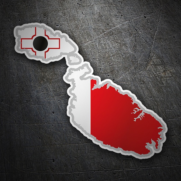 Autocollants: Carte drapeau Malte 1
