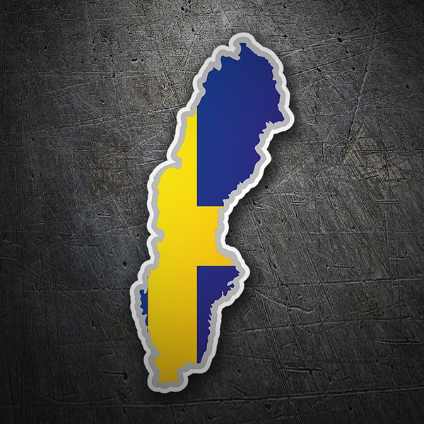 Autocollants: Carte drapeau Suède