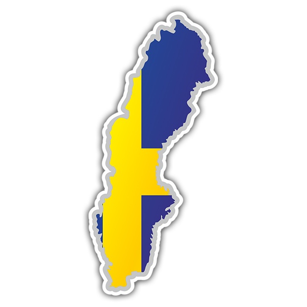 Autocollants: Carte drapeau Suède