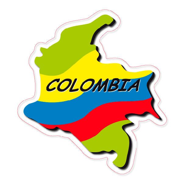 Autocollants: Carte drapeau Colombie