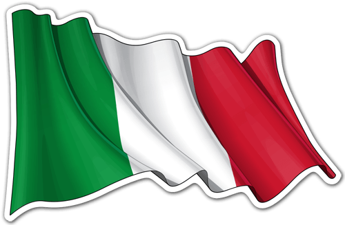 Autocollants: Drapeau Italien en agitant