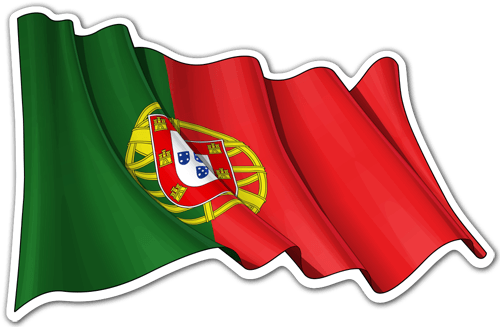 Autocollants: Drapeau du Portugal agitant