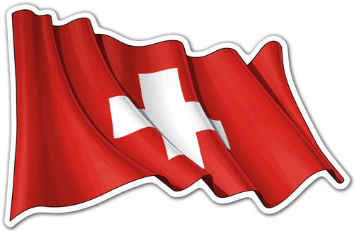 Autocollants: Drapeau de la Suisse en agitant