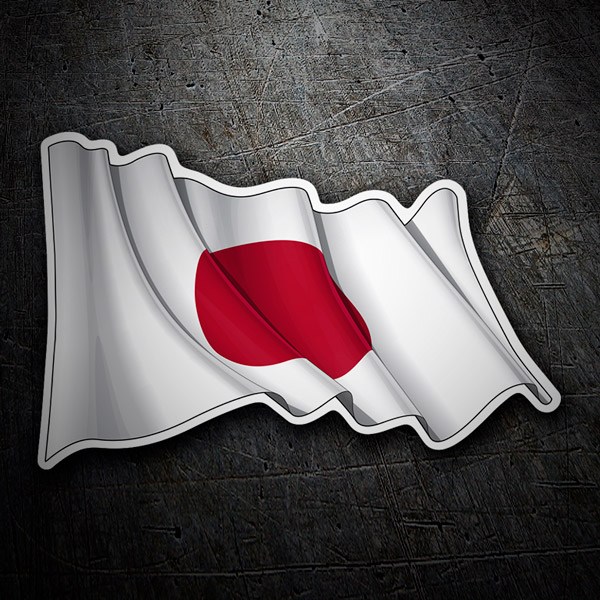 Autocollants: Drapeau du Japon en agitant