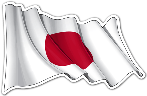 Autocollants: Drapeau du Japon en agitant