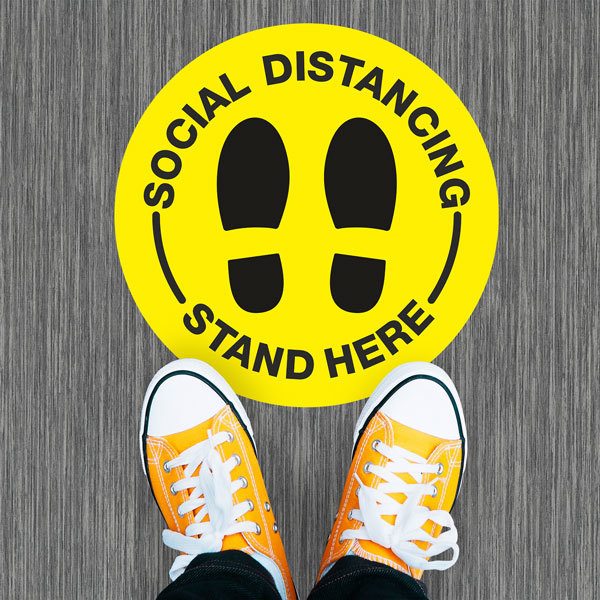 Autocollants: Sticker Sol Social Distancing en anglais 1