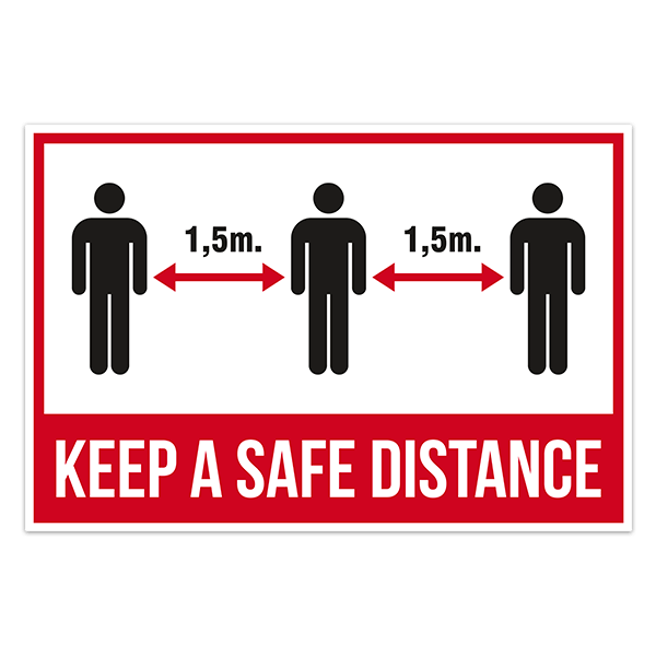 Autocollants: Protection covid19 gardez vos distances en anglais