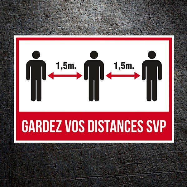 Autocollants: Protection covid19 gardez vos distances