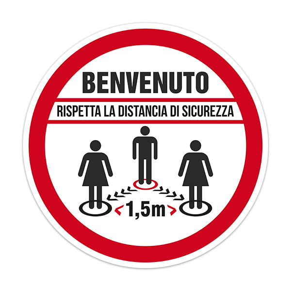Autocollants: Protection covid19 Bienvenue en italien 0