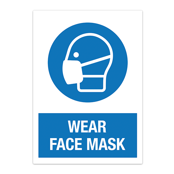 Autocollants: Protection covid19 Masque obligatoire en anglais 0