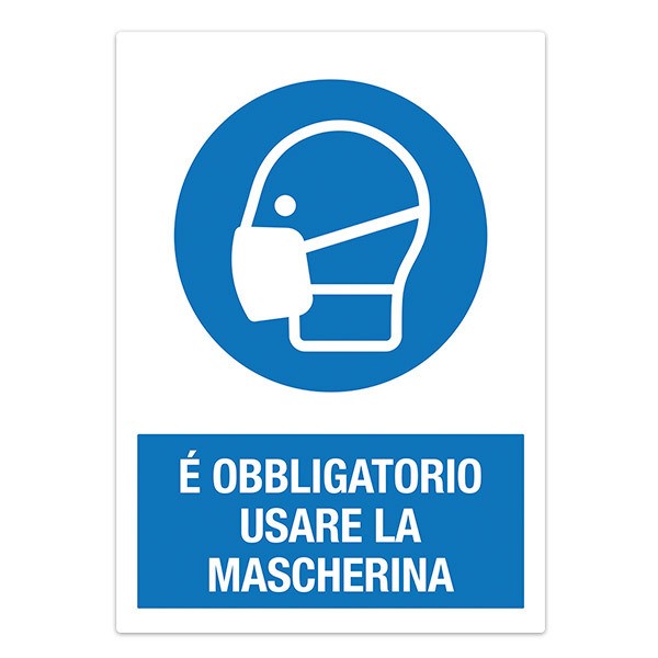 Autocollants: Protection covid19 utiliser le masque en italien