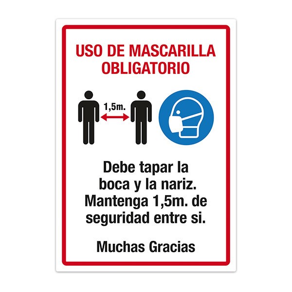 Autocollants: Protection covid19 Masque et distance en espagnol