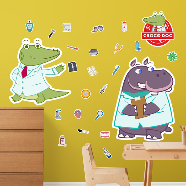 Stickers pour enfants: Croco Doc et Hippo Crat Kit