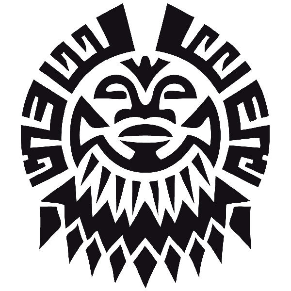 Autocollants: Sticker voiture masque tribal soleil