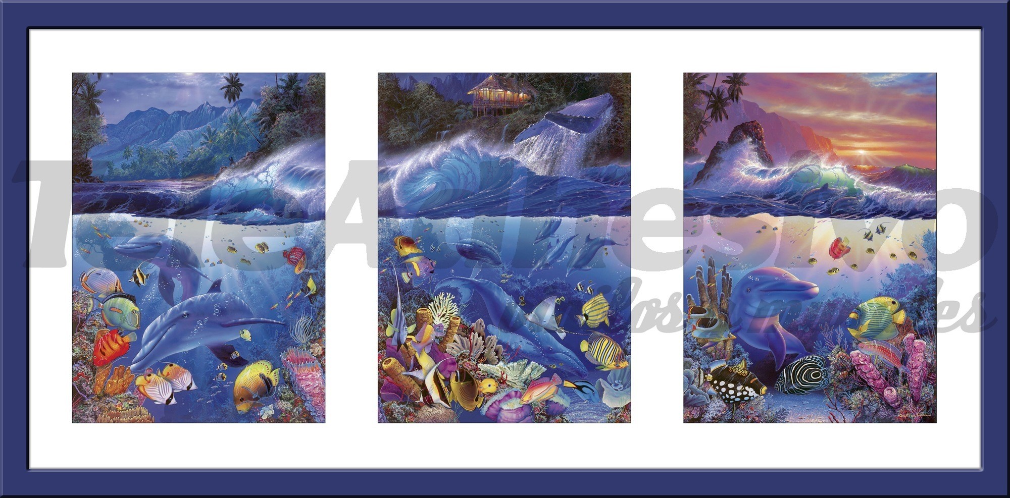 Stickers muraux: Peinture Triptyque des fonds marins