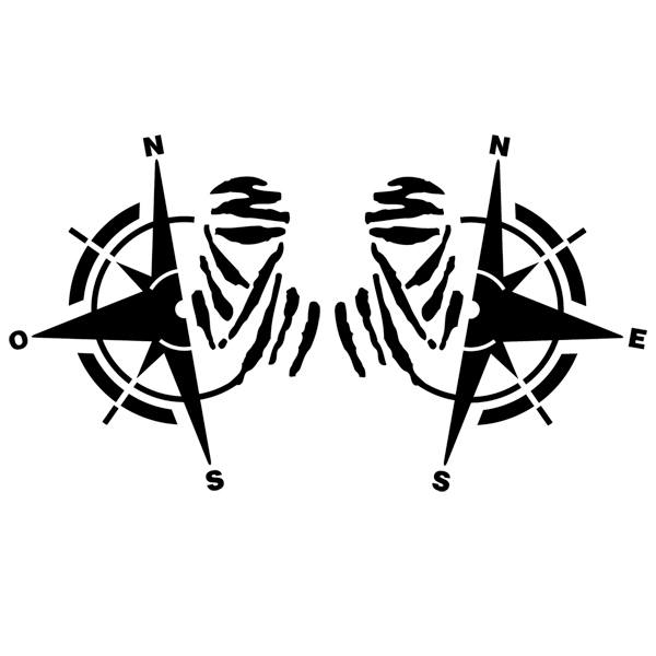Autocollants: Boussoles Sym&eacute;triques avec Symboles de Direction