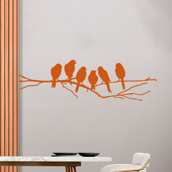 Stickers muraux: 6 oiseaux sur une branche