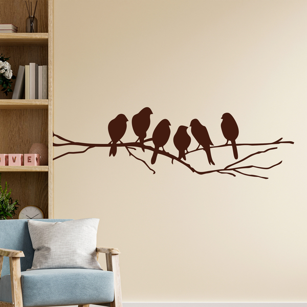 Stickers muraux: 6 oiseaux sur une branche