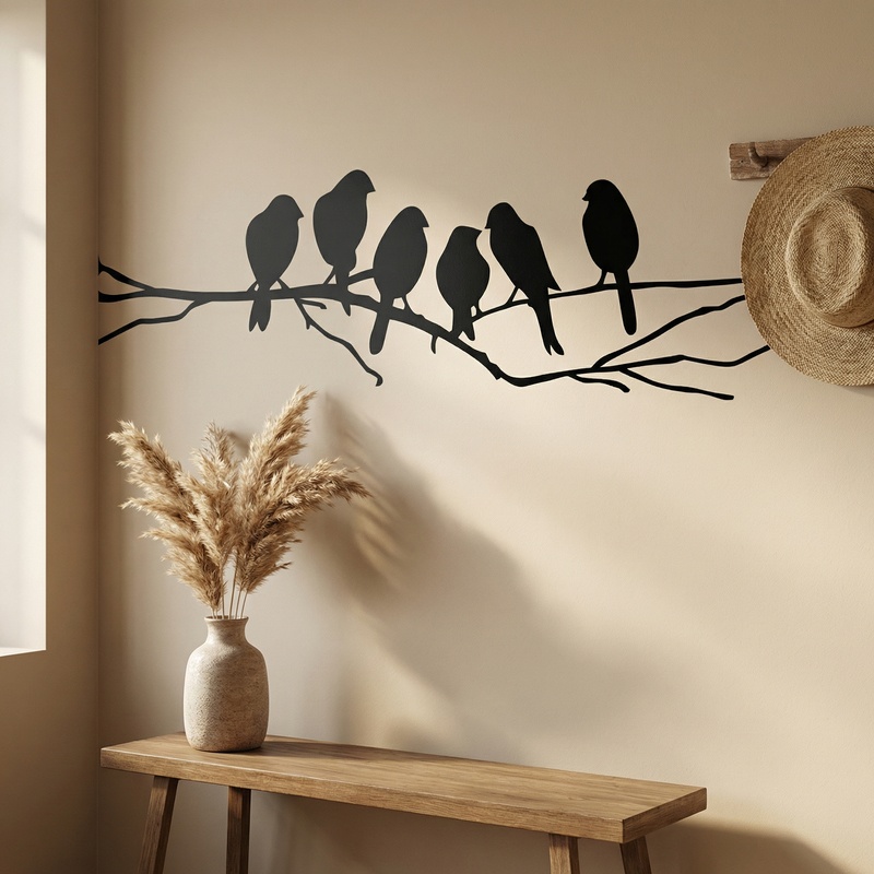 Stickers muraux: 6 oiseaux sur une branche