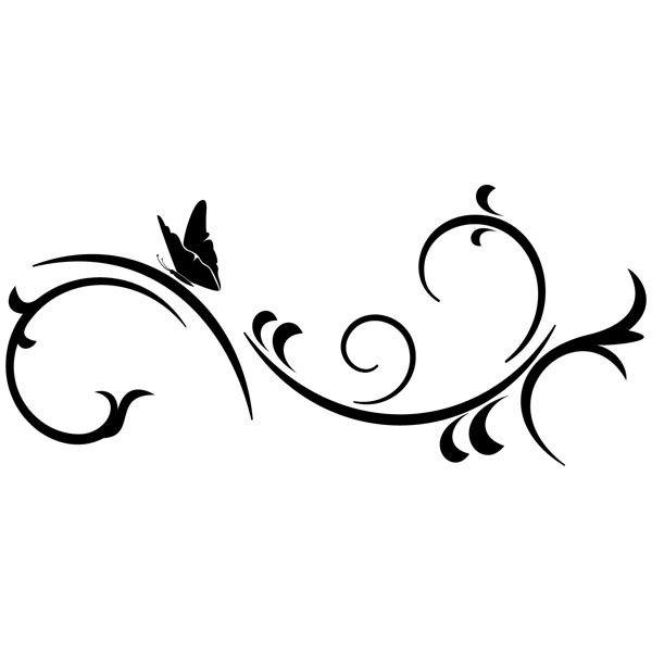 Stickers muraux: Arabesque florale avec papillon