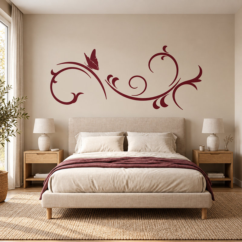 Stickers muraux: Arabesque florale avec papillon
